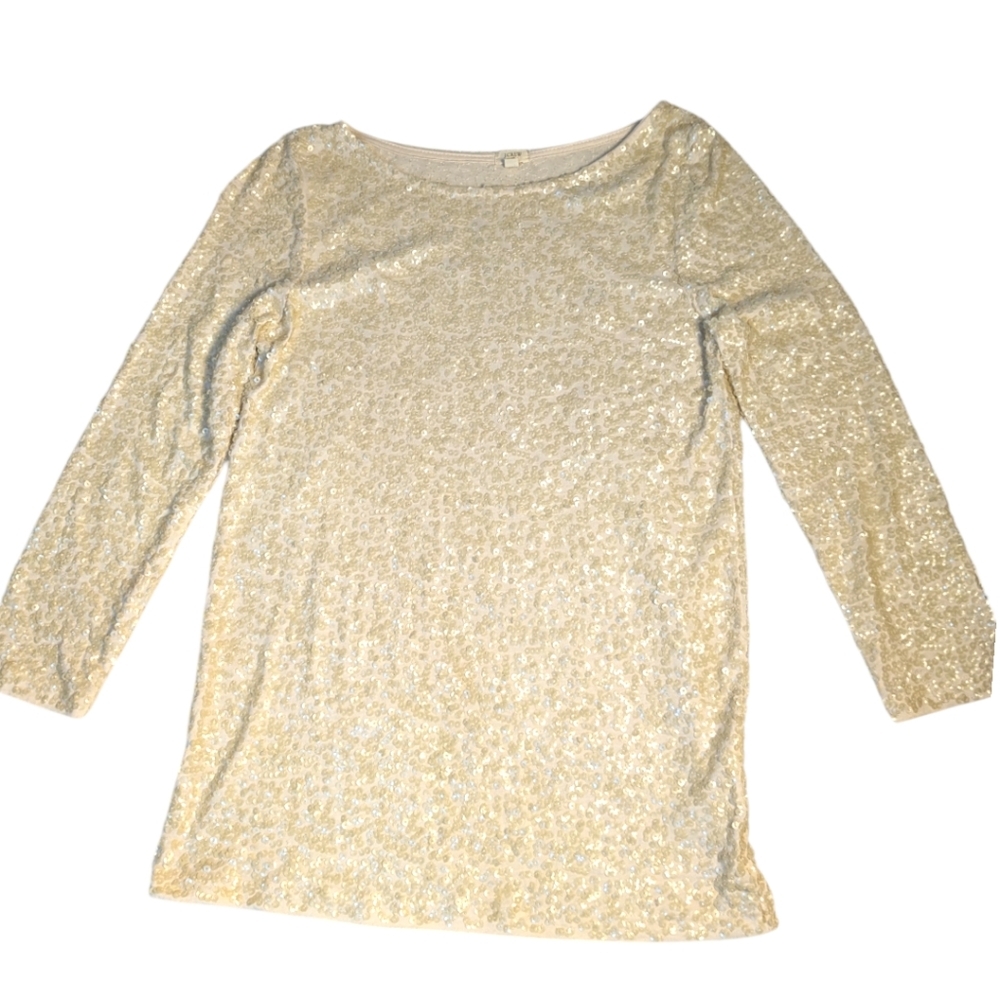 J.Crew Ivory Sequin Stretch Tee Shirt /Top Size XSmall Exc Condition - Picture 5 of 7